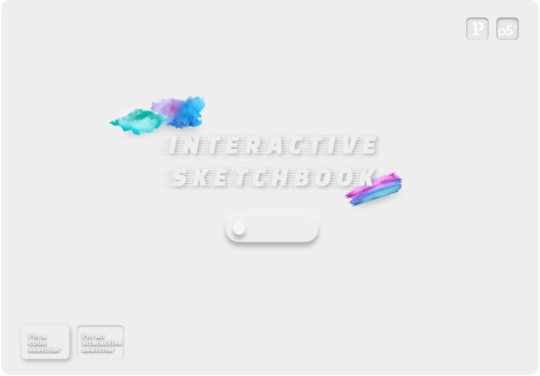 The landing page of dSketch in grey backgrounds and grey interactive buttons